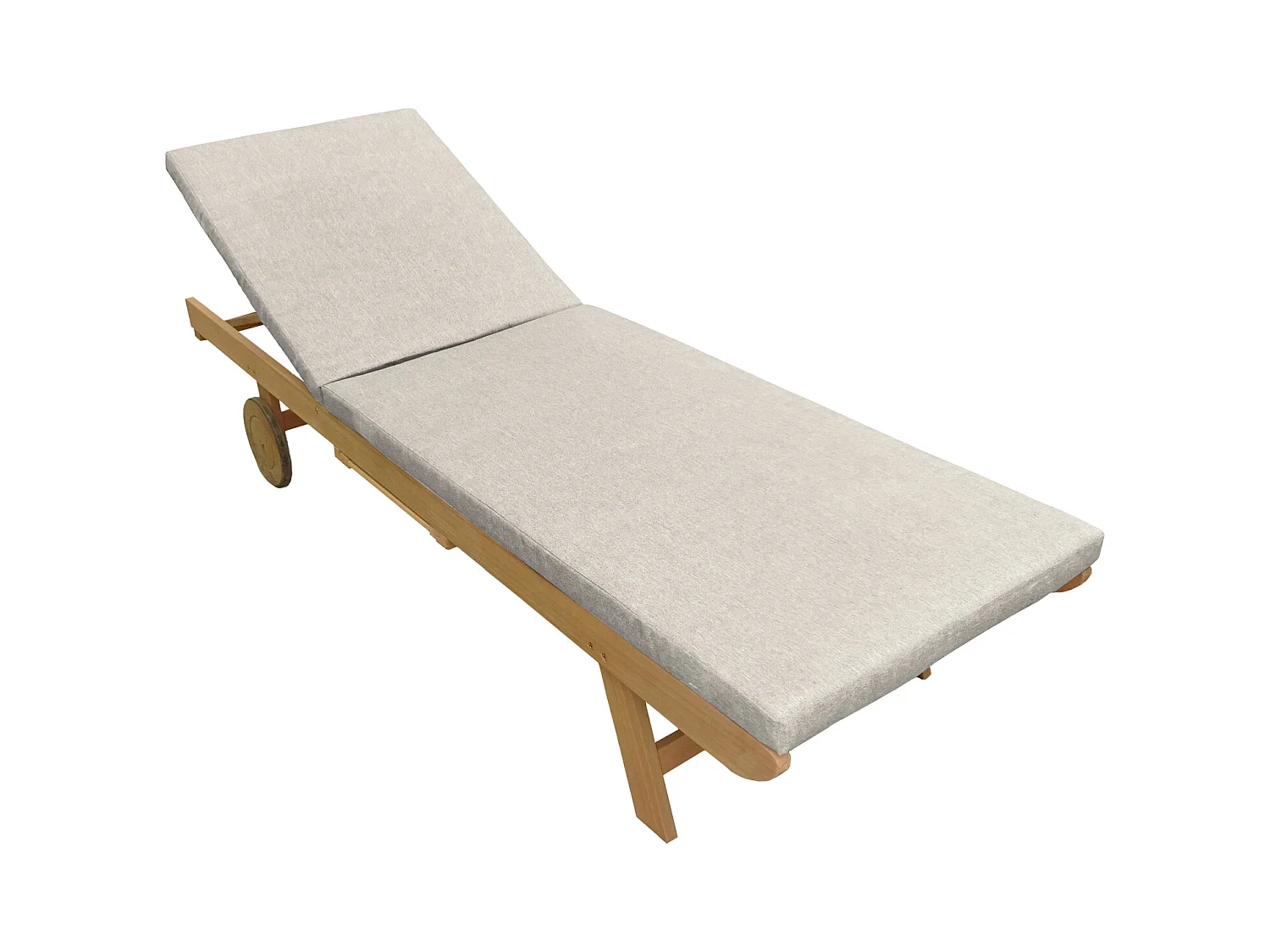 Bain de soleil pliant en acacia KANAWA - coussin sable - HAPPY GARDEN