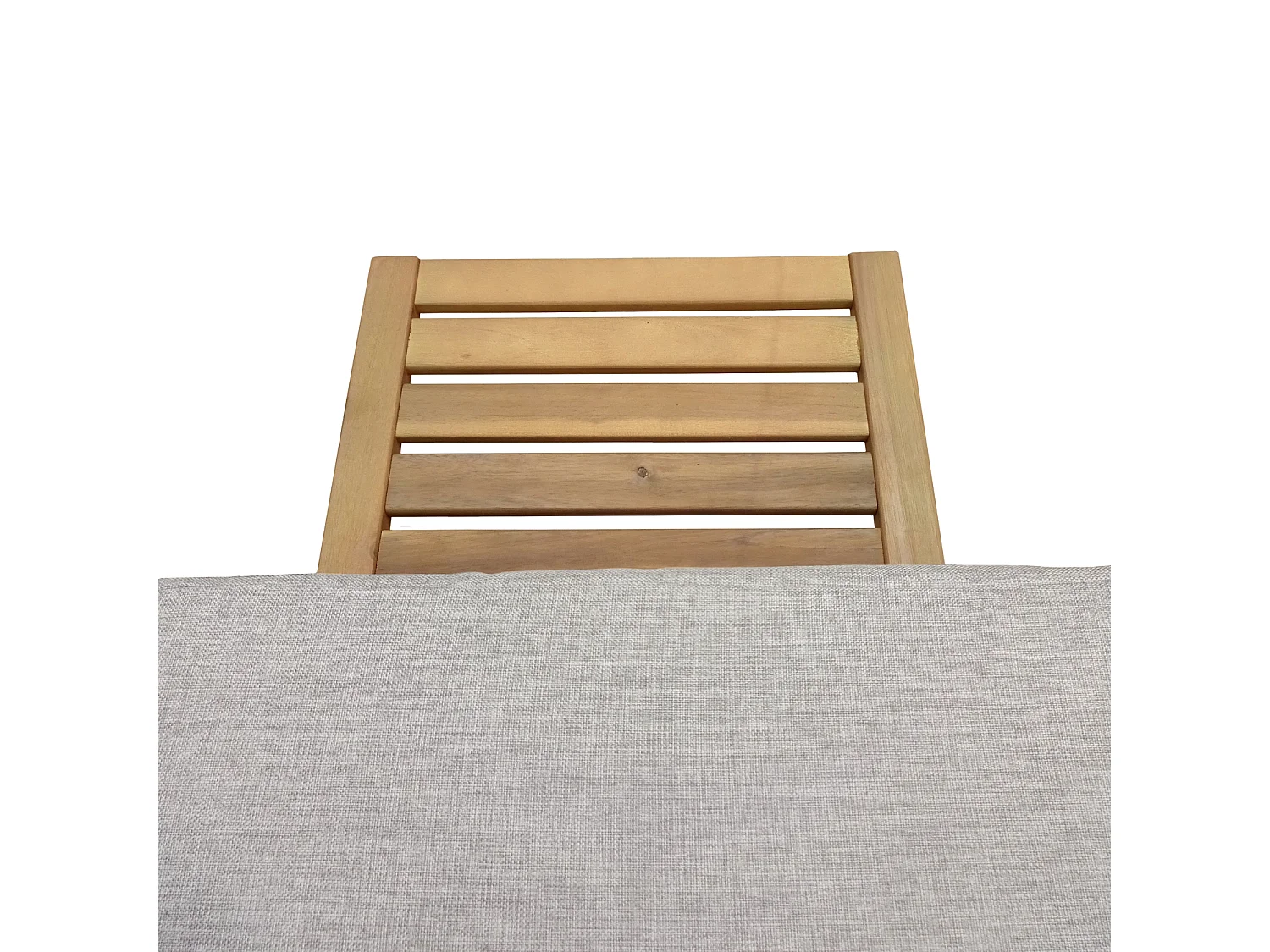 Bain de soleil pliant en acacia KANAWA - coussin sable - HAPPY GARDEN