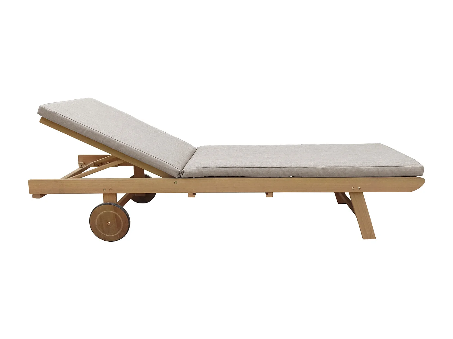 Bain de soleil pliant en acacia KANAWA - coussin sable - HAPPY GARDEN