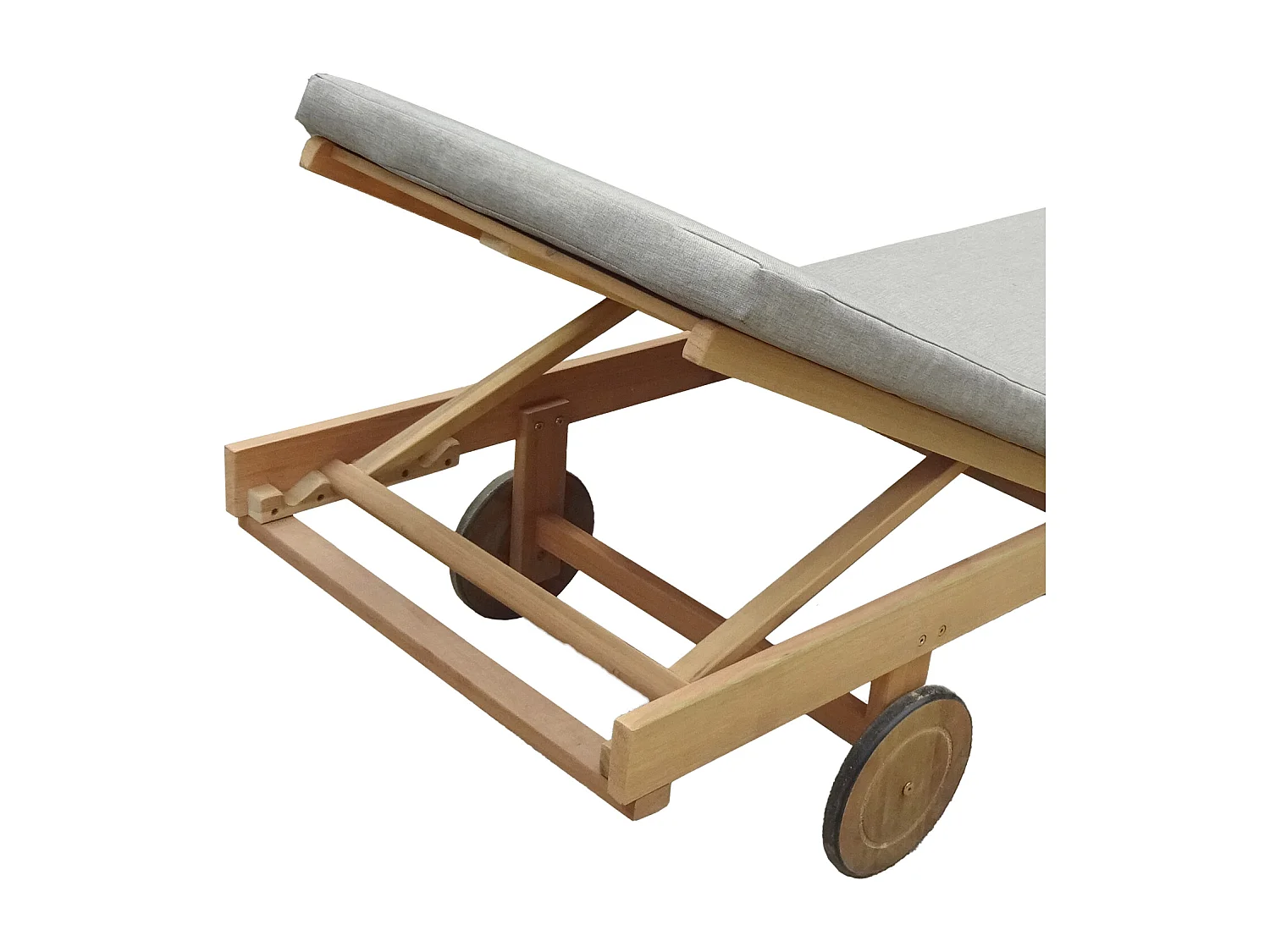 Bain de soleil pliant en acacia KANAWA - coussin sable - HAPPY GARDEN