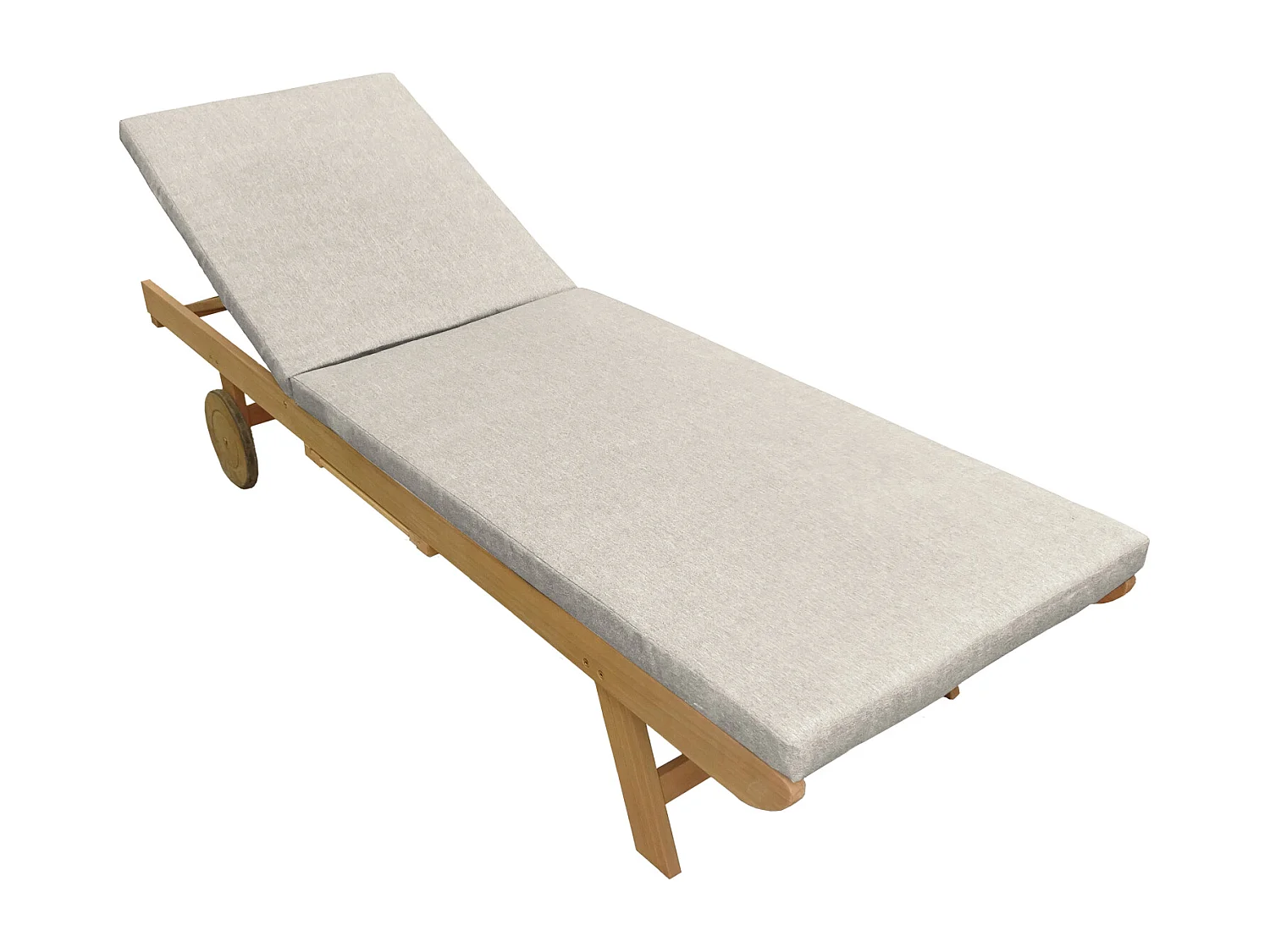 Bain de soleil pliant en acacia KANAWA - coussin sable - HAPPY GARDEN