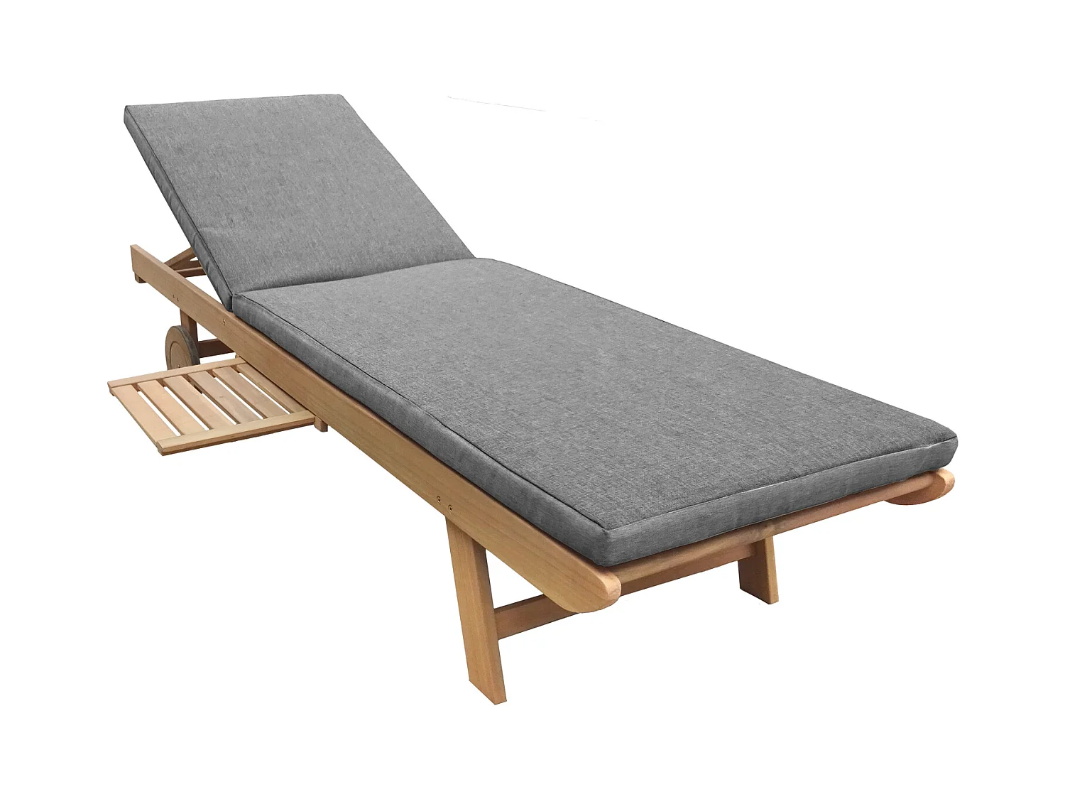 Opklapbare acacia ligstoel KANAWA - grijs kussen