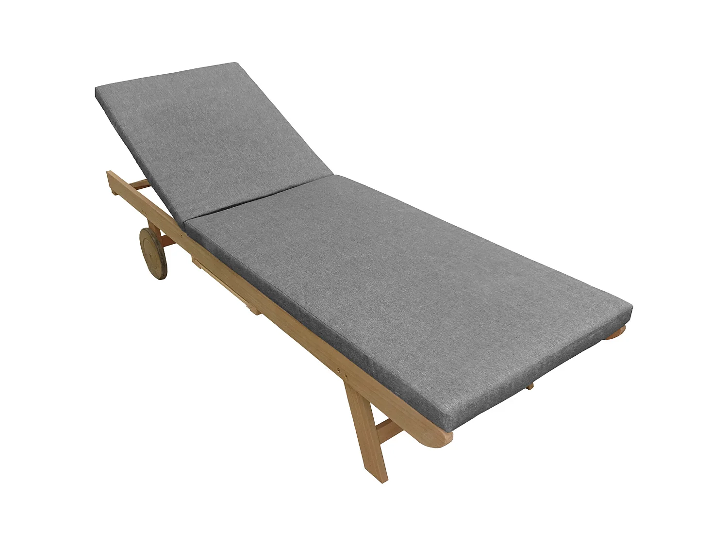 Opklapbare acacia ligstoel KANAWA - grijs kussen