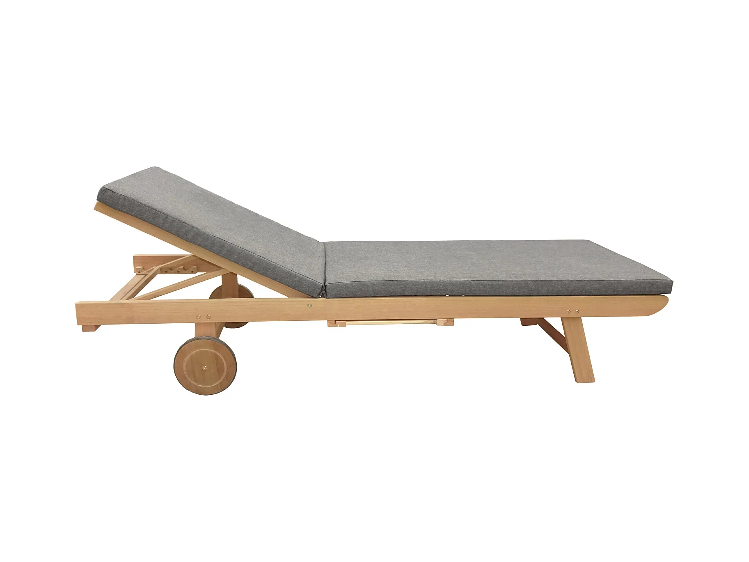 Opklapbare acacia ligstoel KANAWA - grijs kussen