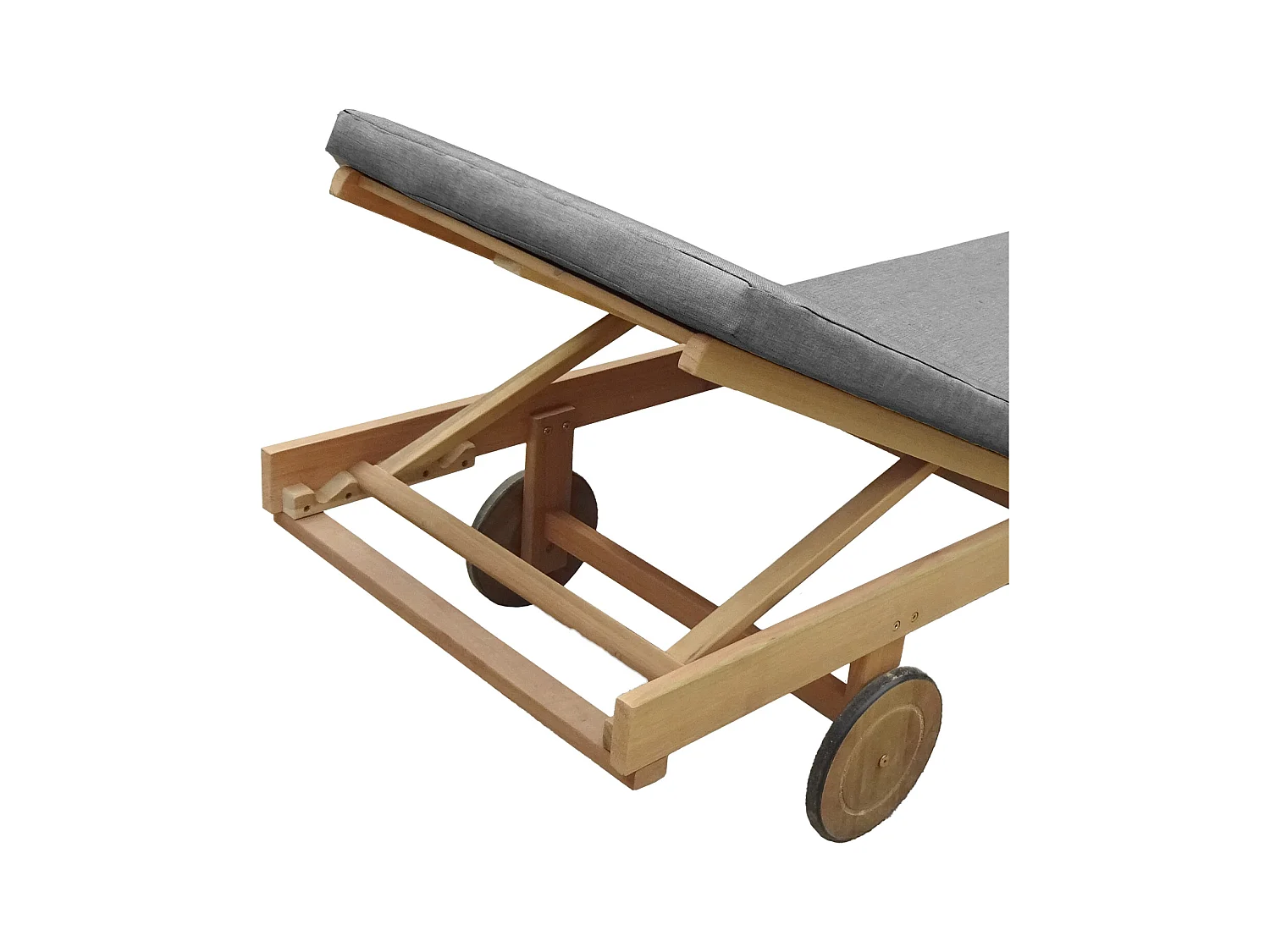 Opklapbare acacia ligstoel KANAWA - grijs kussen