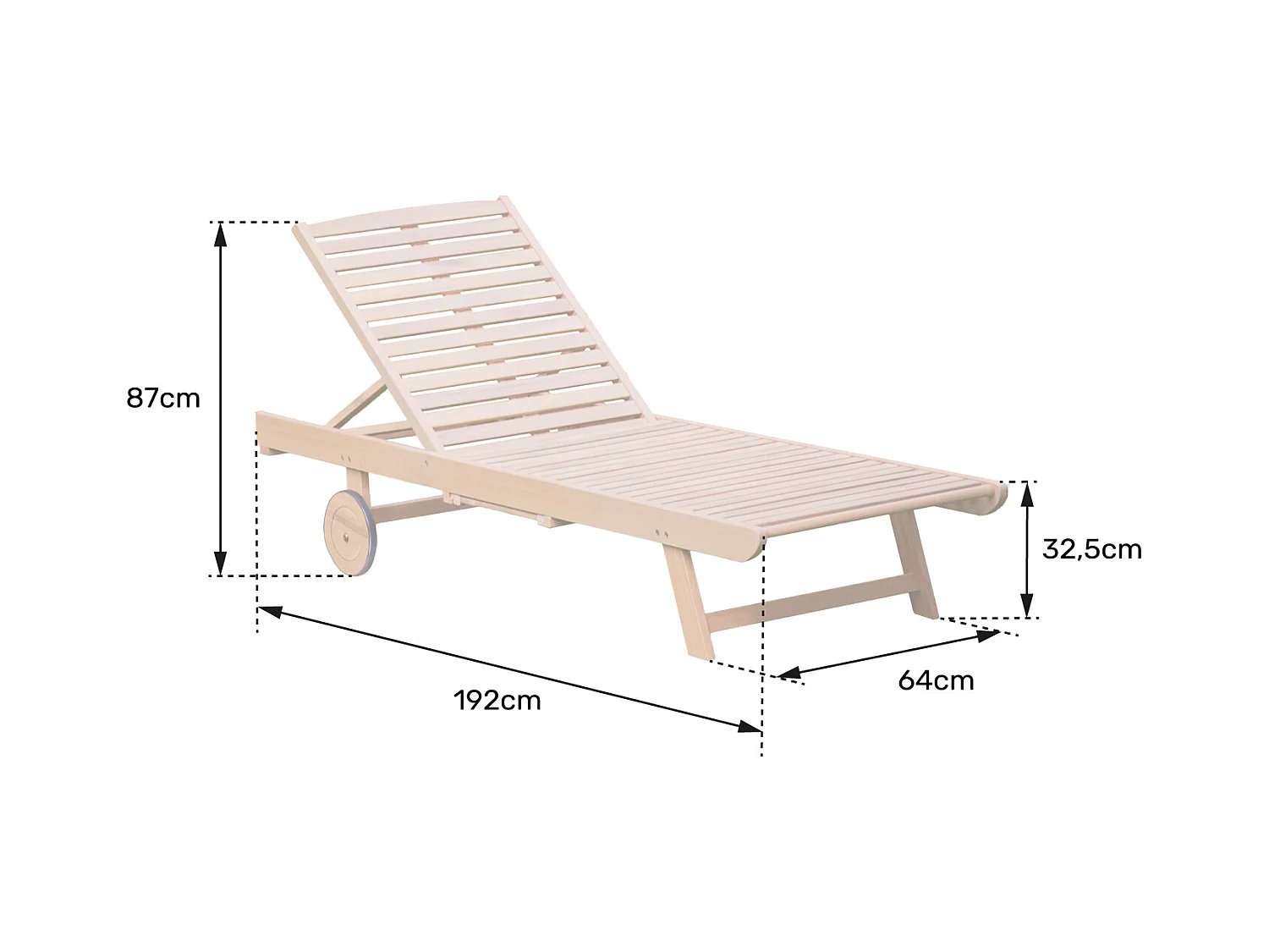 Opklapbare acacia ligstoel KANAWA - grijs kussen