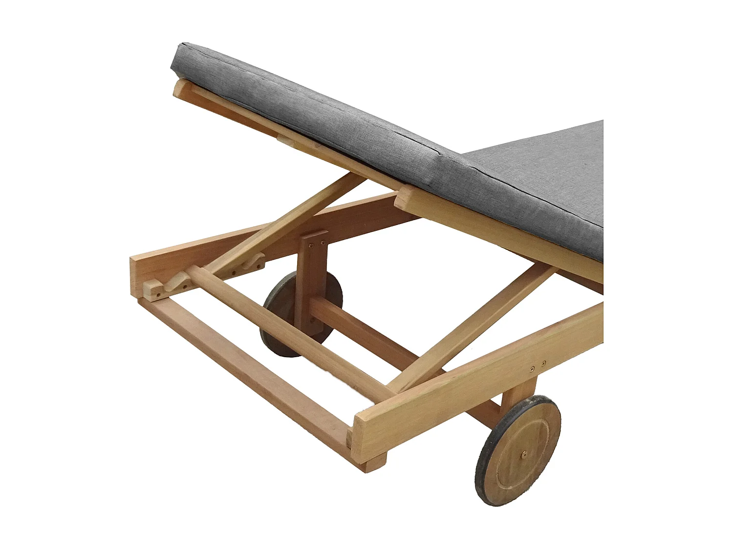 Opklapbare acacia ligstoel KANAWA - grijs kussen