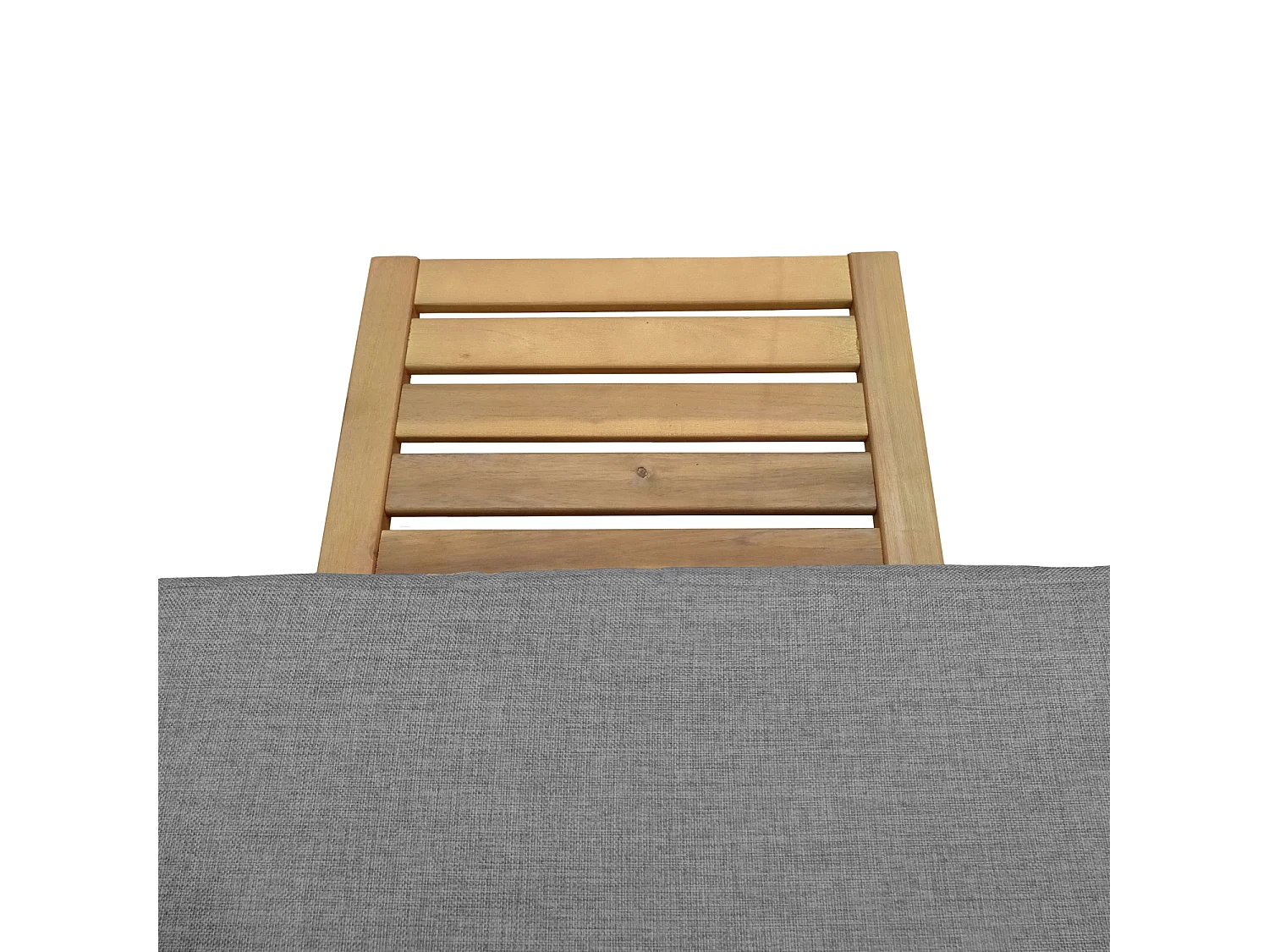 Bain de soleil pliant en acacia KANAWA - coussin gris - HAPPY GARDEN