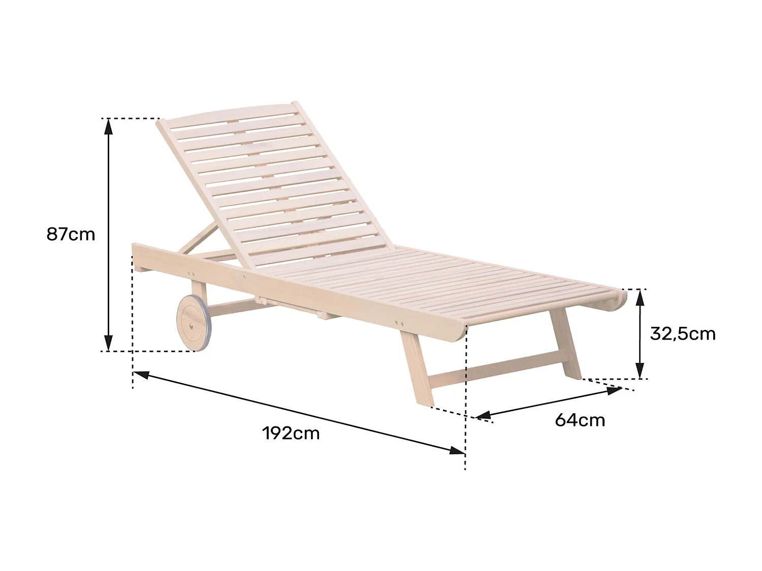 Bain de soleil pliant en acacia KANAWA - coussin gris - HAPPY GARDEN