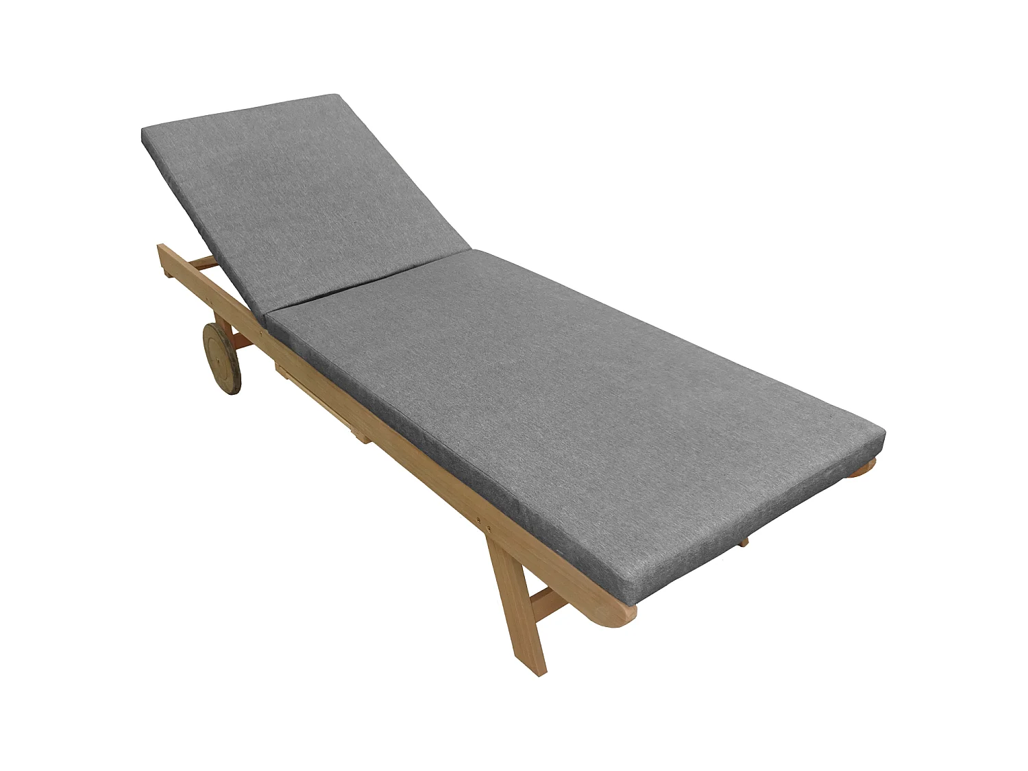 Bain de soleil pliant en acacia massif KANAWA - coussin gris - HAPPY GARDEN