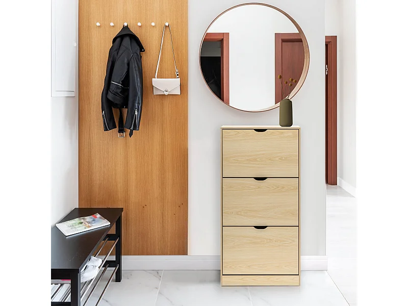 Mobile Scarpiera Porta Scarpe MDF Beige Compatto per 12 Paia