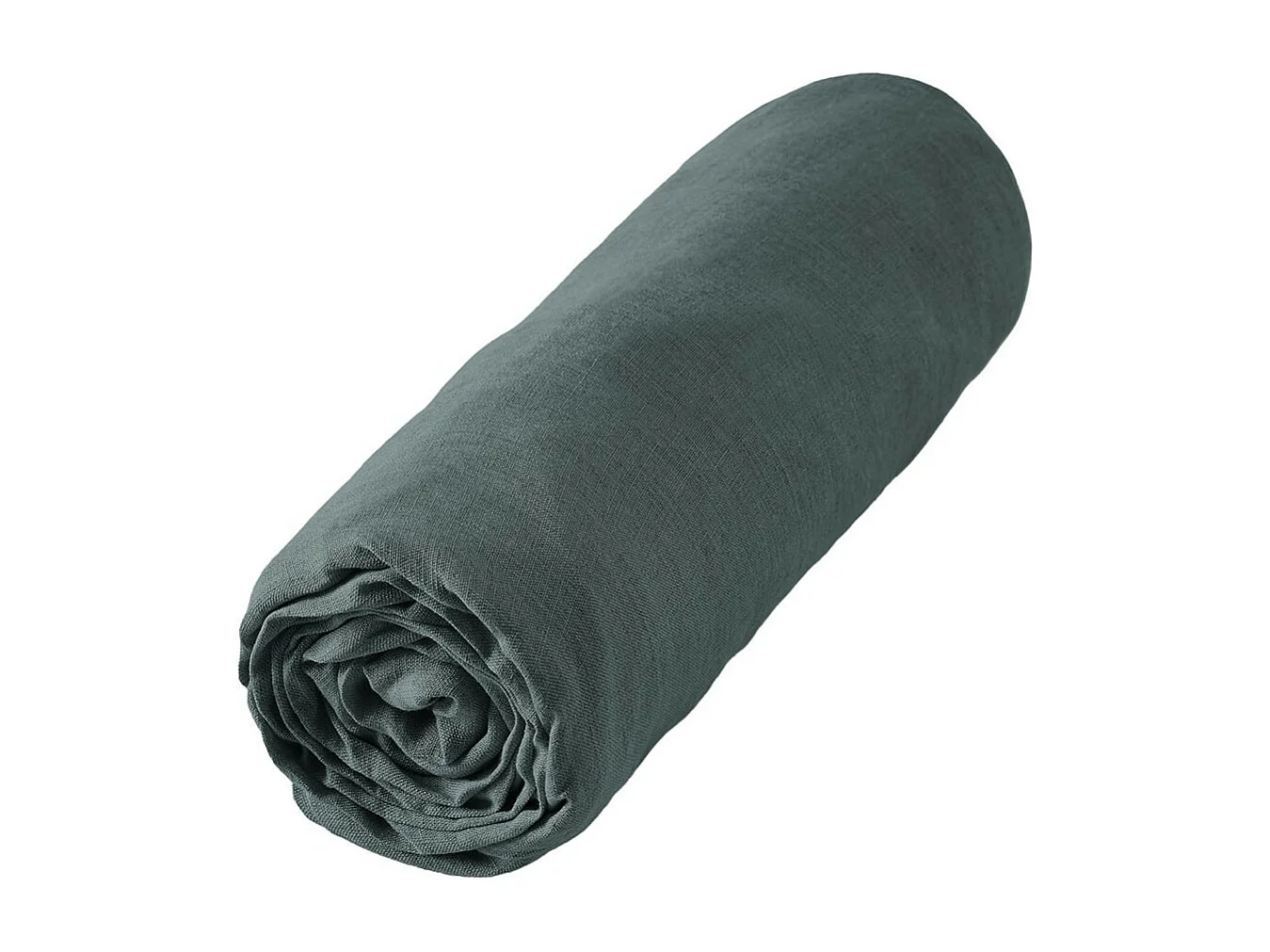 MARGAUX - Drap Housse 180x200cm Lin Lavé Coloris Ardoise