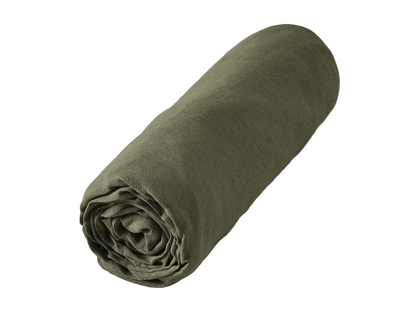 MARGAUX - Drap Housse 160x200cm Lin Lavé Coloris Thym