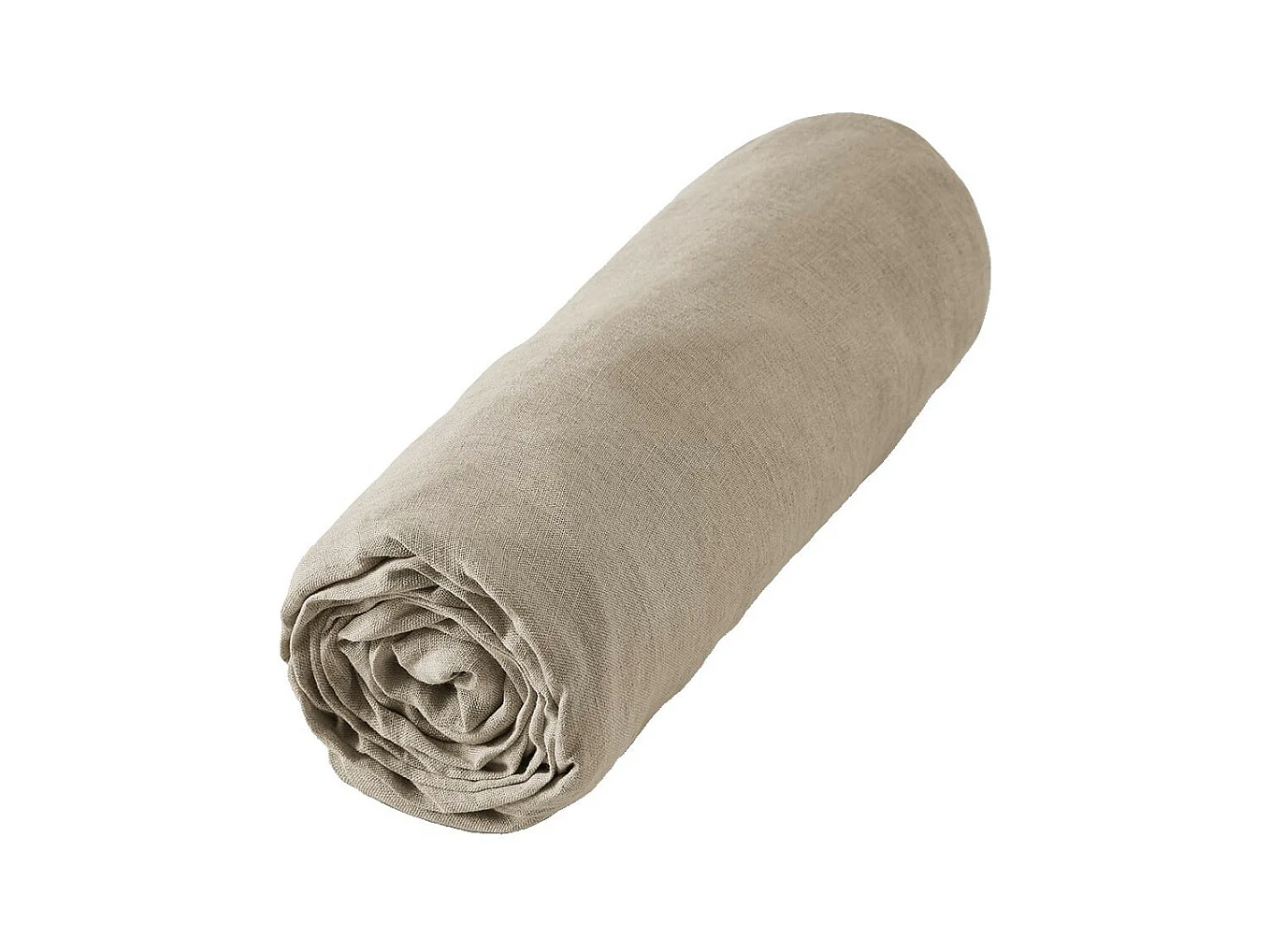 MARGAUX - Drap Housse 180x200cm Lin Lavé Coloris Sable
