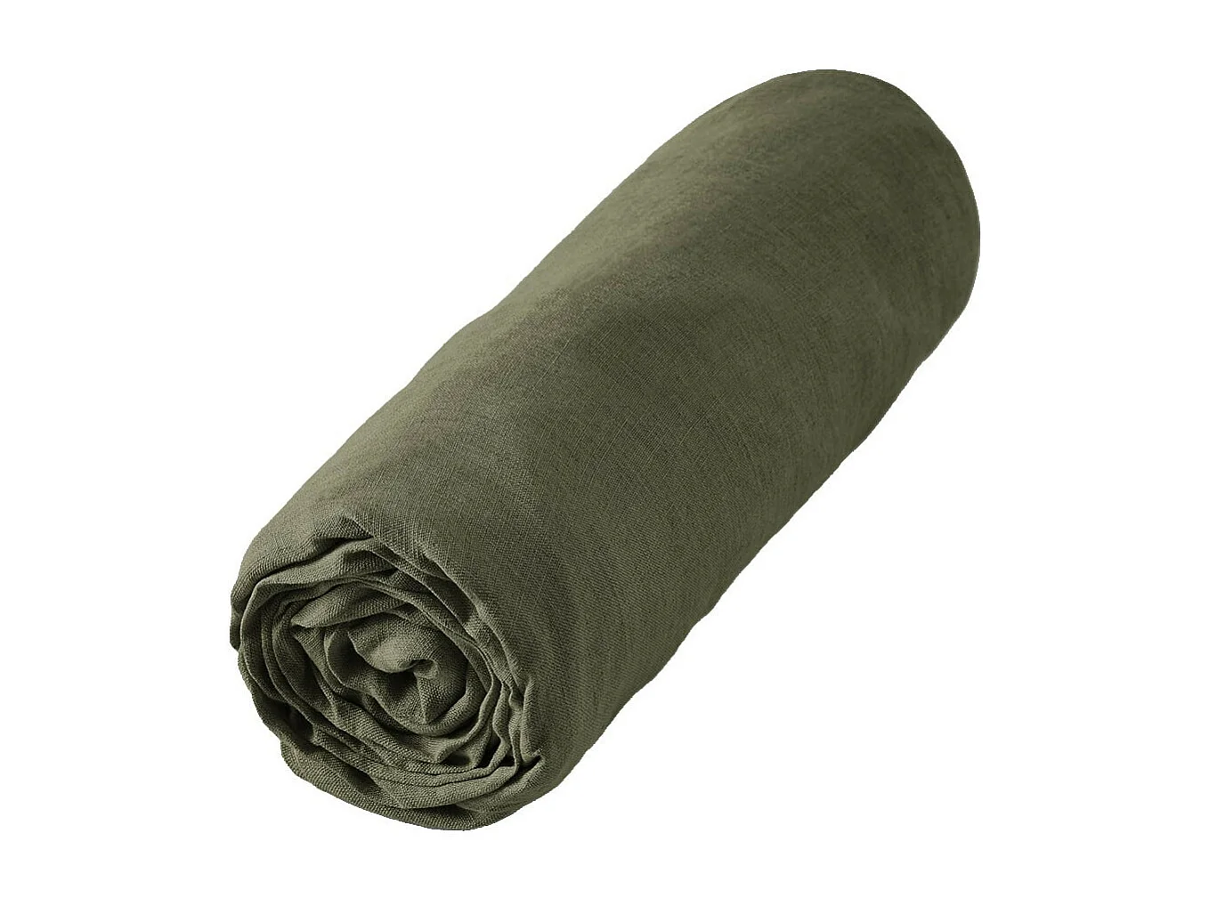 MARGAUX - Drap Housse 180x200cm Lin Lavé Coloris Thym