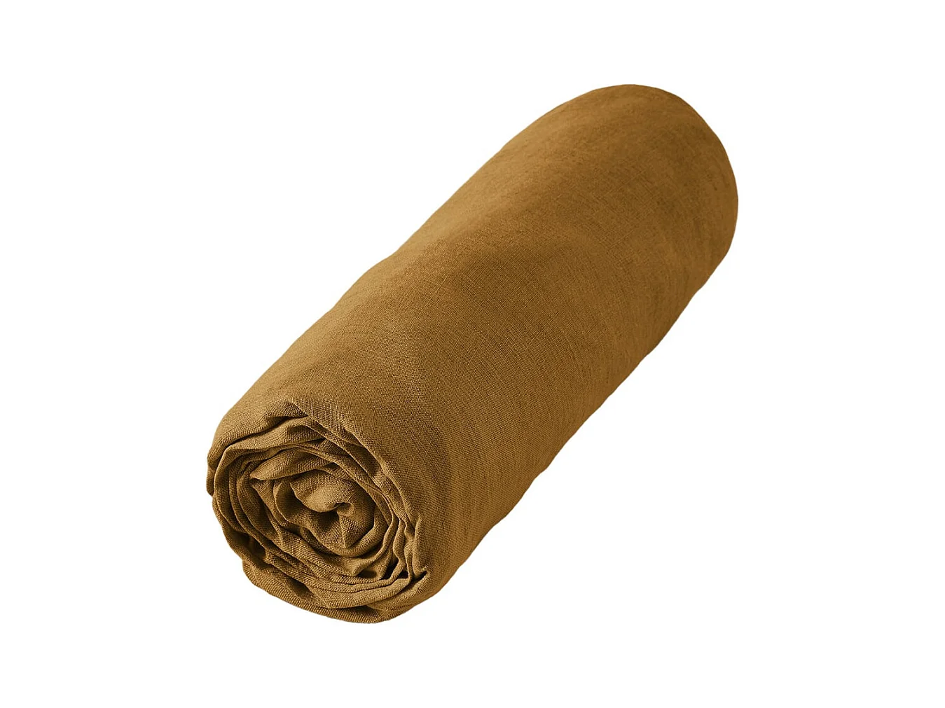 MARGAUX - Drap Housse 140x190cm Lin Lavé Coloris Caramel