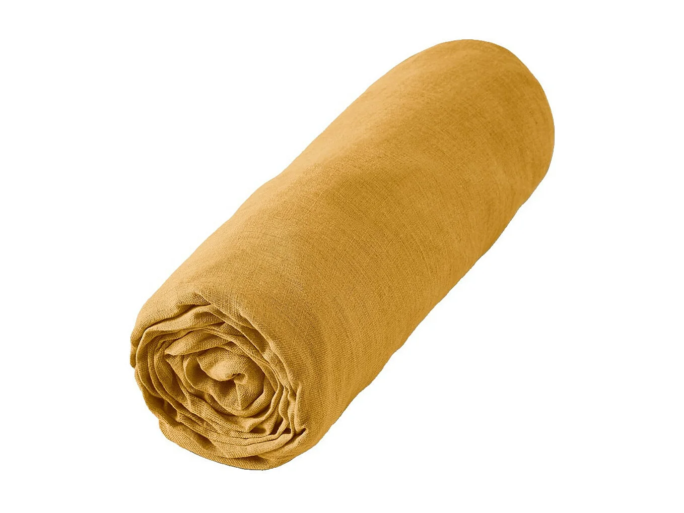 MARGAUX - Drap Housse 180x200cm Lin Lavé Coloris Miel