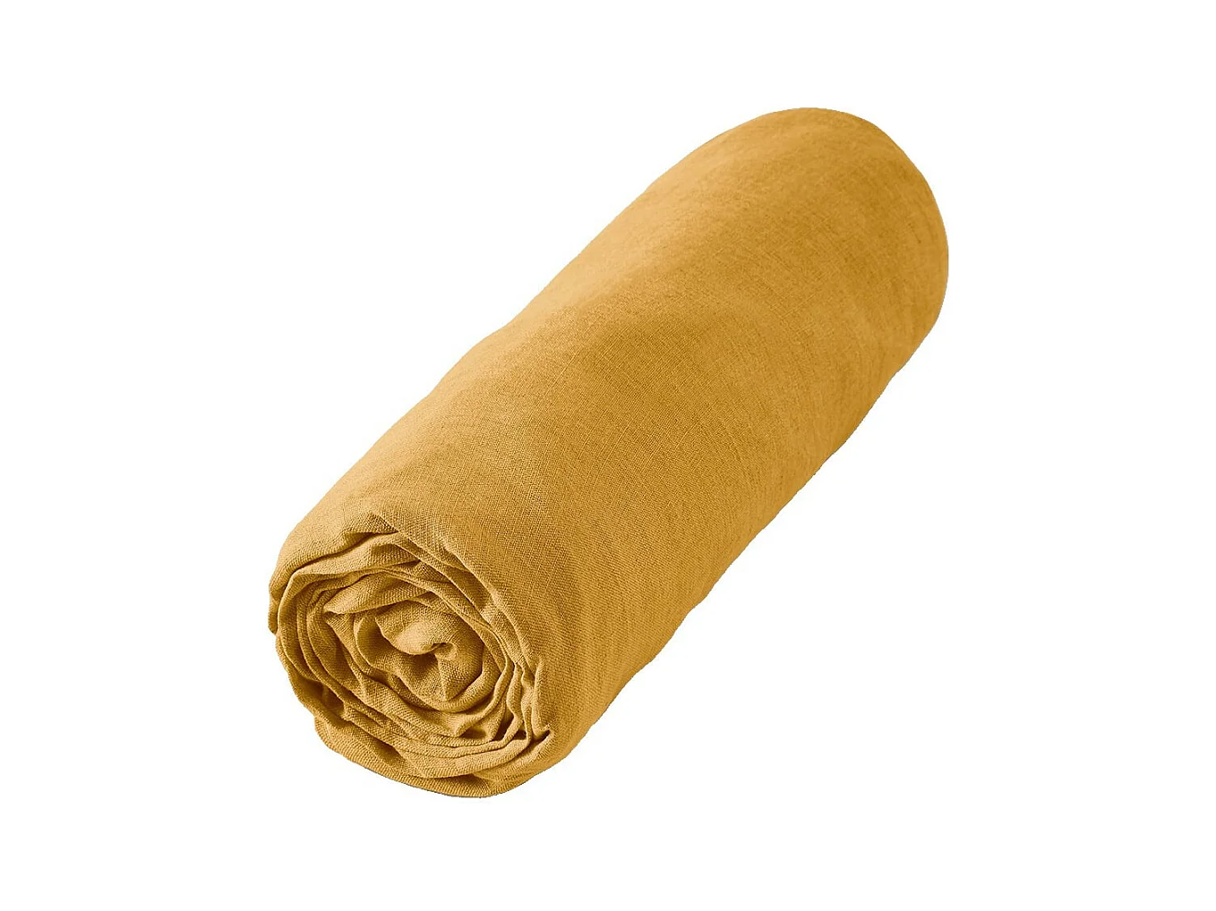 MARGAUX - Drap Housse 180x200cm Lin Lavé Coloris Miel