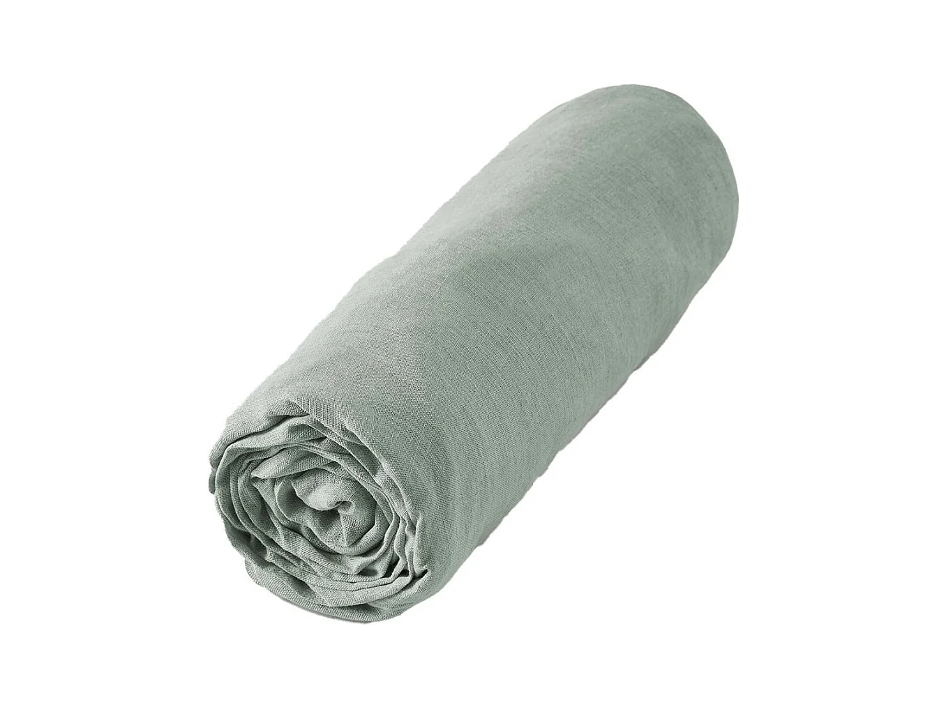 MARGAUX - Drap Housse 140x190cm Lin Lavé Coloris Eucalyptus
