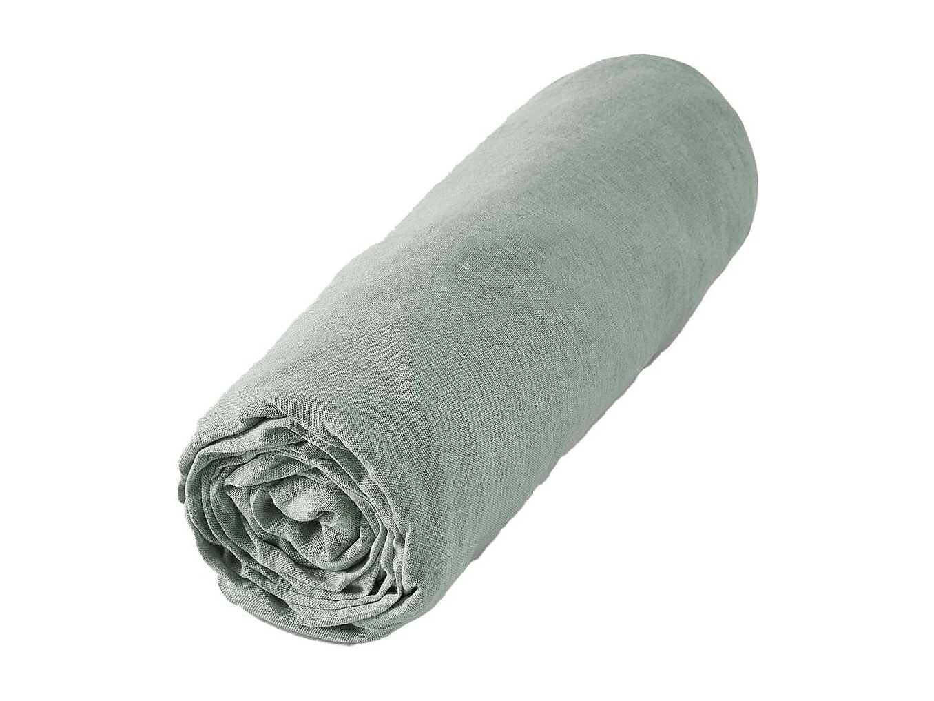 MARGAUX - Drap Housse 180x200cm Lin Lavé Coloris Eucalyptus