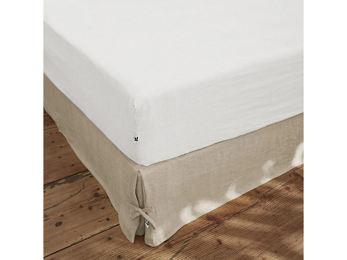 MARGAUX - Drap Housse 140x190cm Lin Lavé Coloris Craie