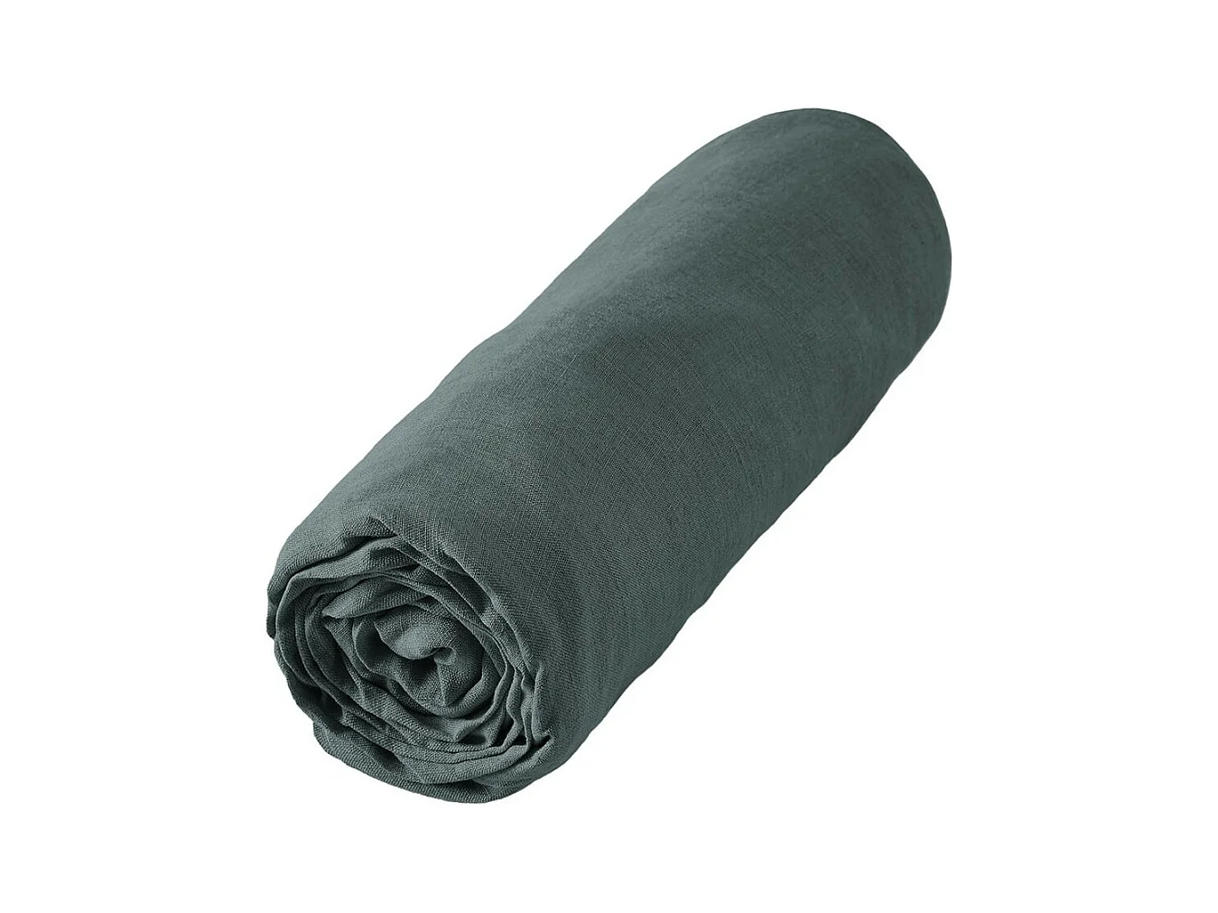 MARGAUX - Drap Housse 140x190cm Lin Lavé Coloris Ardoise