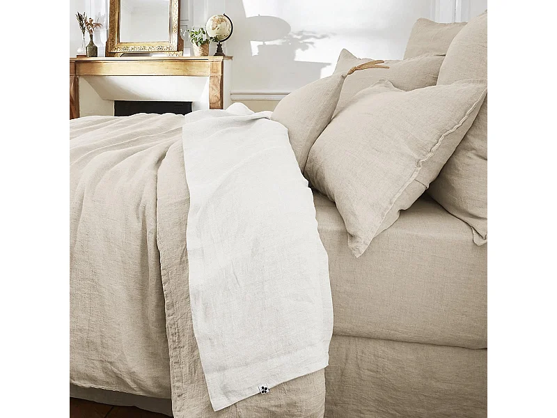 MARGAUX - Drap Plat 240x300cm Lin Lavé Coloris Craie