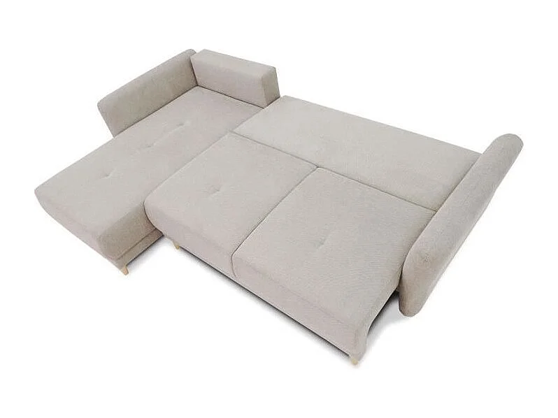 Canapé d'angle convertible réversible 3-4 places tissu beige à coffre de rangement - 244 x 158 x Hauteur 95 cm