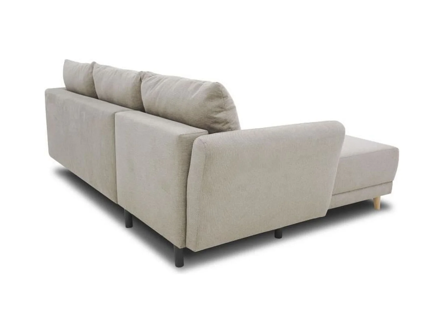 Canapé d'angle convertible réversible 3-4 places tissu beige à coffre de rangement - 244 x 158 x Hauteur 95 cm