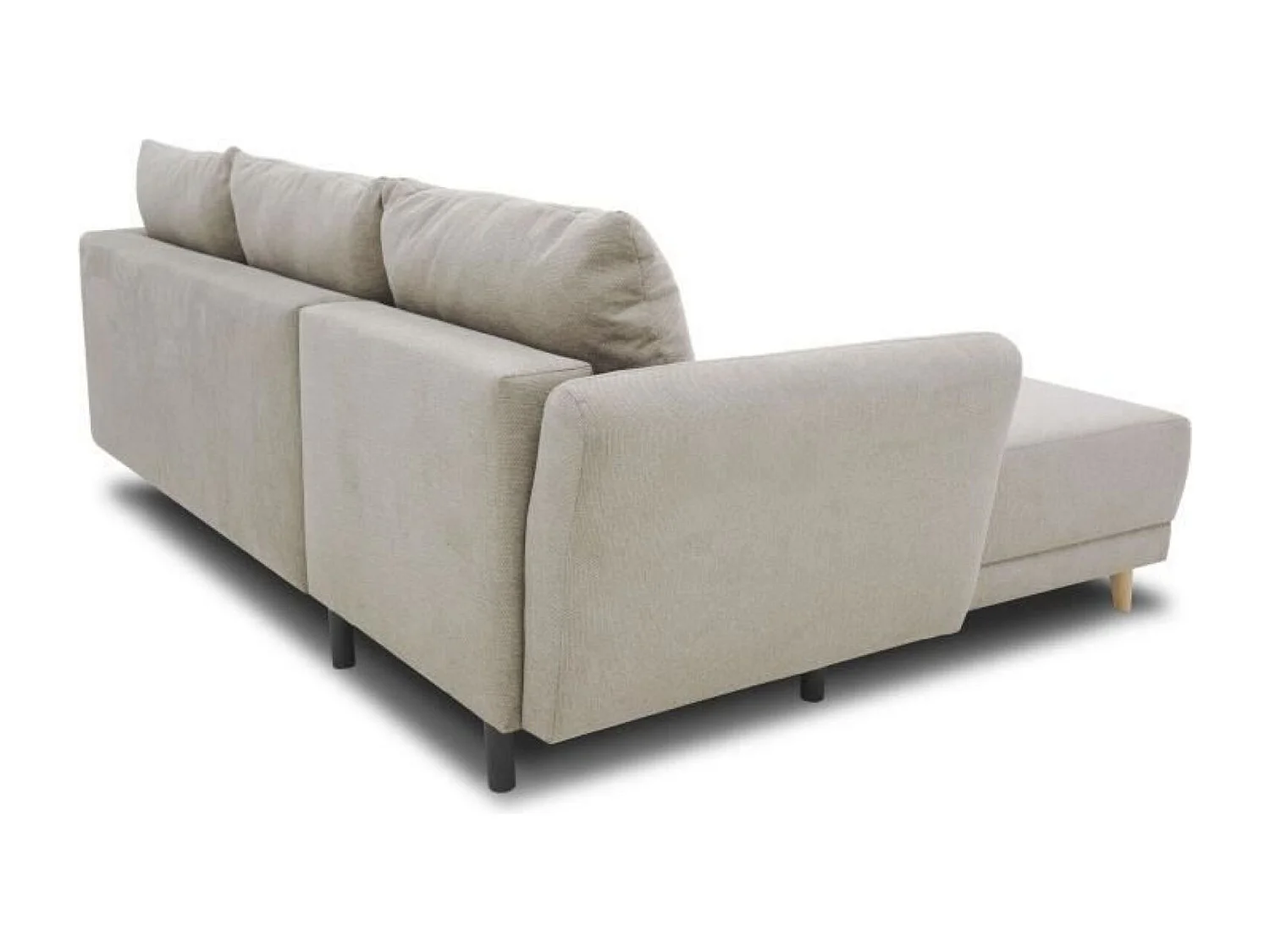 Canapé d'angle convertible réversible 3-4 places tissu beige à coffre de rangement - 244 x 158 x Hauteur 95 cm