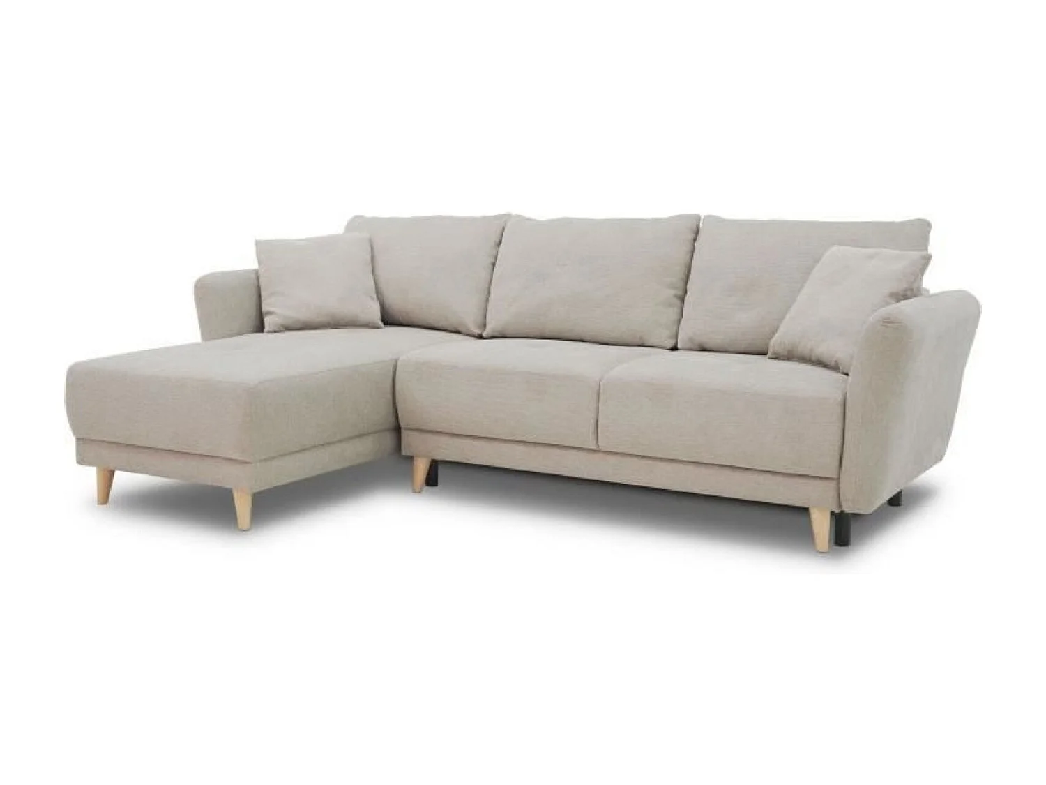 Canapé d'angle convertible réversible 3-4 places tissu beige à coffre de rangement - 244 x 158 x Hauteur 95 cm