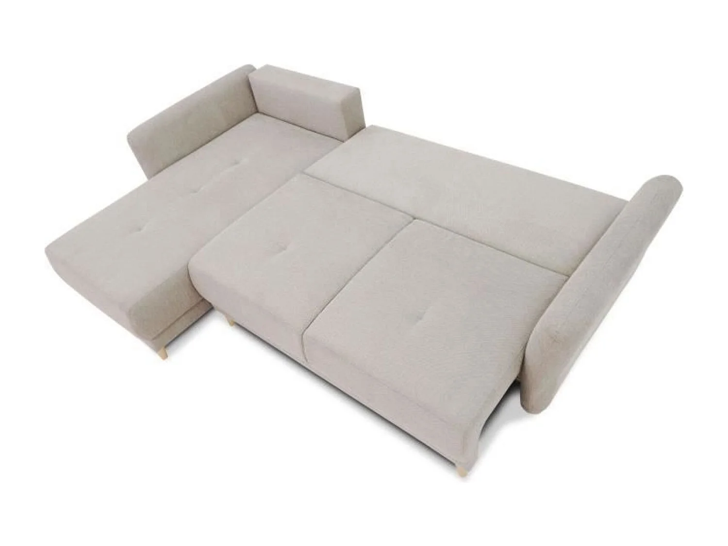 Canapé d'angle convertible réversible 3-4 places tissu beige à coffre de rangement - 244 x 158 x Hauteur 95 cm