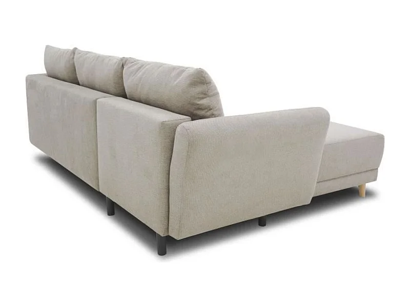 Canapé d'angle convertible réversible 3-4 places tissu beige à coffre de rangement - 244 x 158 x Hauteur 95 cm