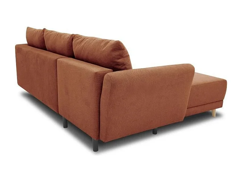 Canapé d'angle convertible réversible 3-4 places tissu Terracotta à coffre de rangement - 244 x 158 x Hauteur 95 cm