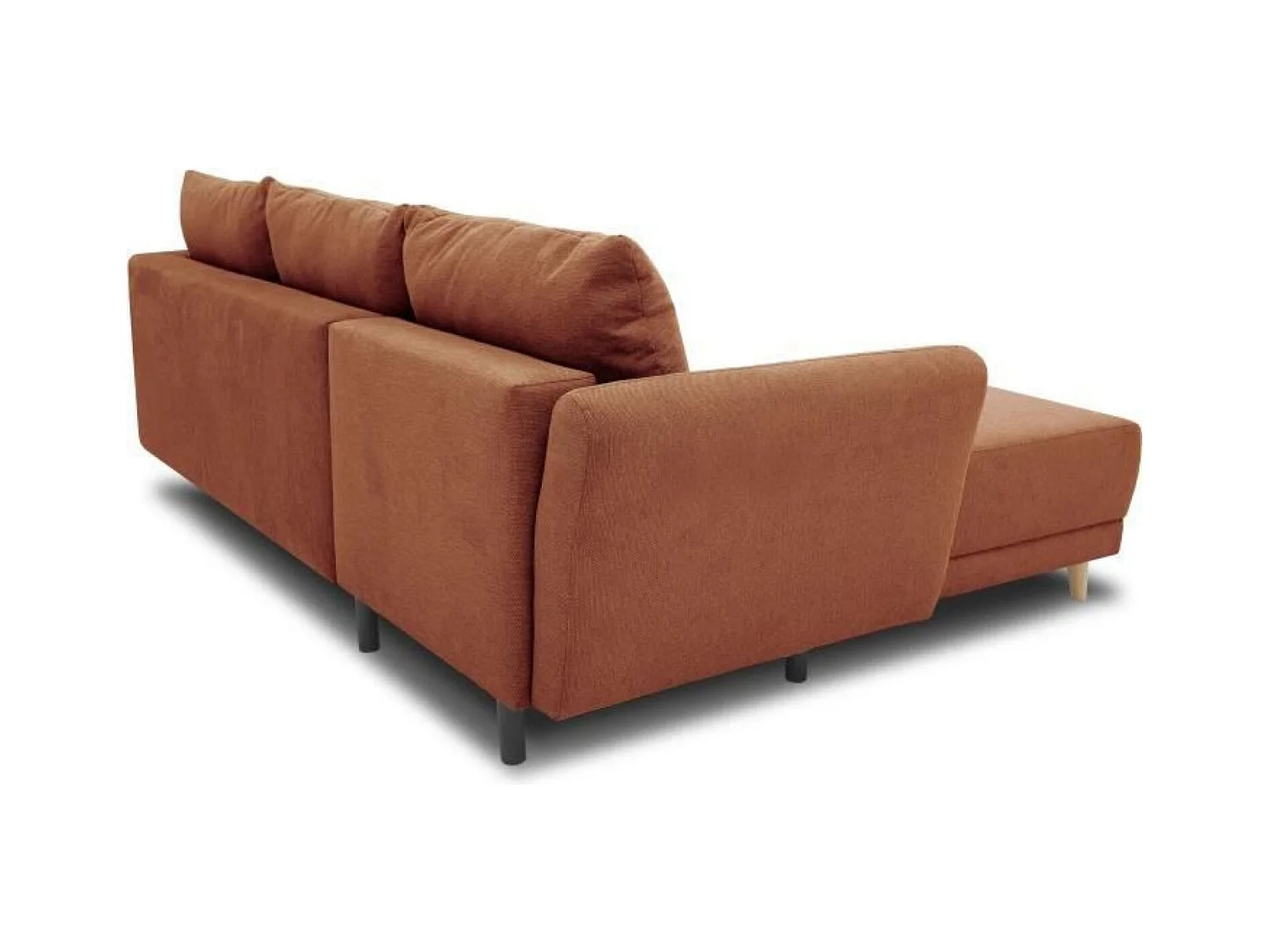 Canapé d'angle convertible réversible 3-4 places tissu Terracotta à coffre de rangement - 244 x 158 x Hauteur 95 cm