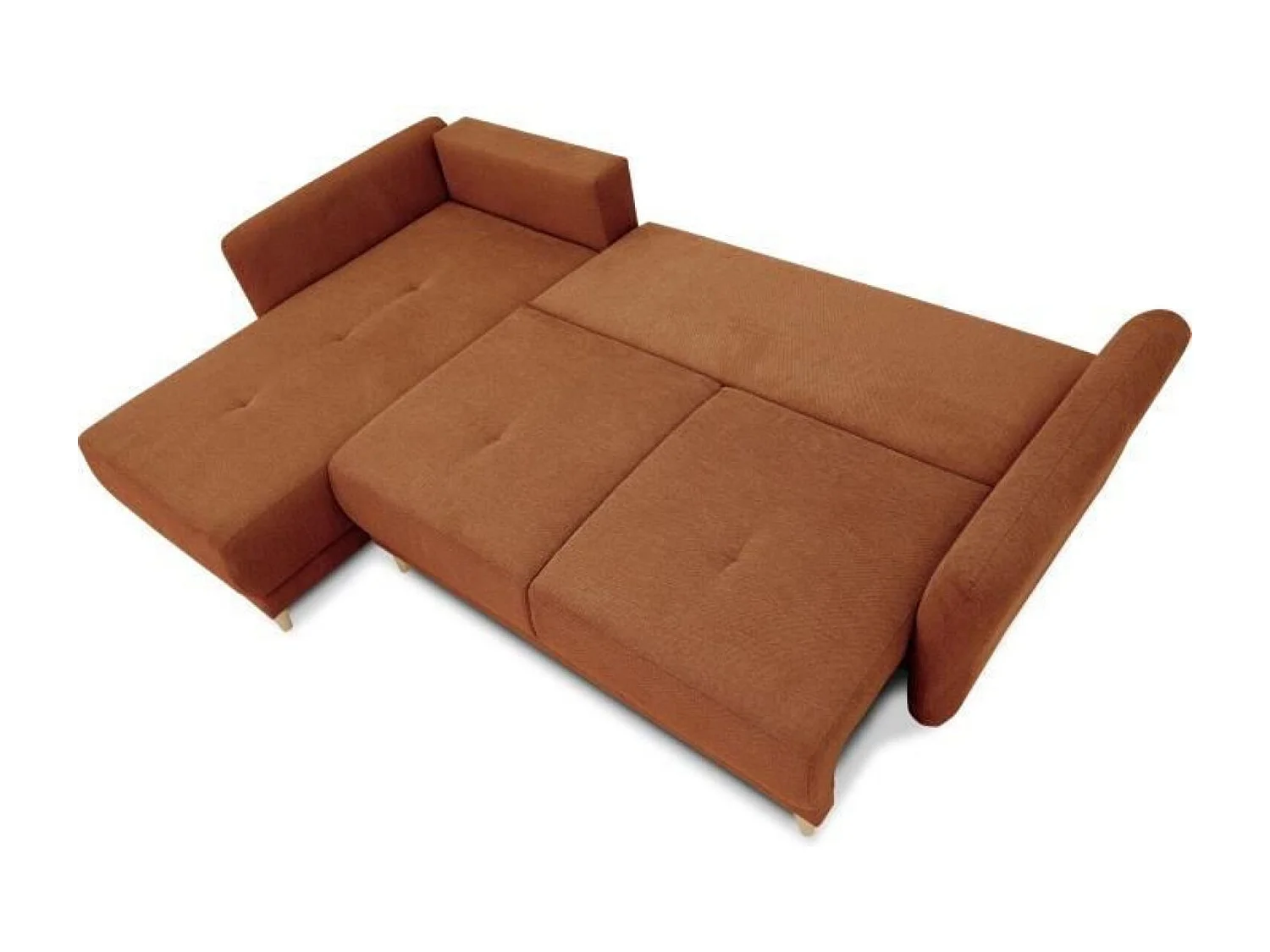 Canapé d'angle convertible réversible 3-4 places tissu Terracotta à coffre de rangement - 244 x 158 x Hauteur 95 cm