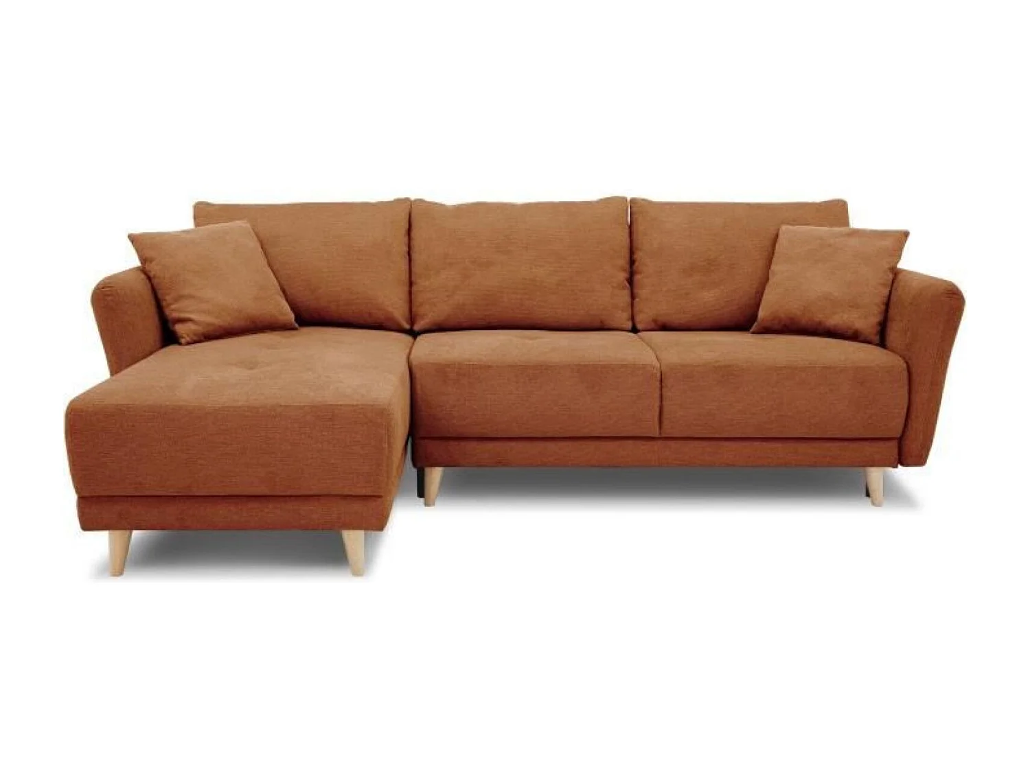 Canapé d'angle convertible réversible 3-4 places tissu Terracotta à coffre de rangement - 244 x 158 x Hauteur 95 cm