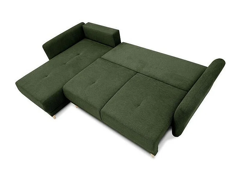 Canapé d'angle convertible réversible 3-4 places tissu Vert Olive à coffre de rangement - 244 x 158 x Hauteur 95 cm
