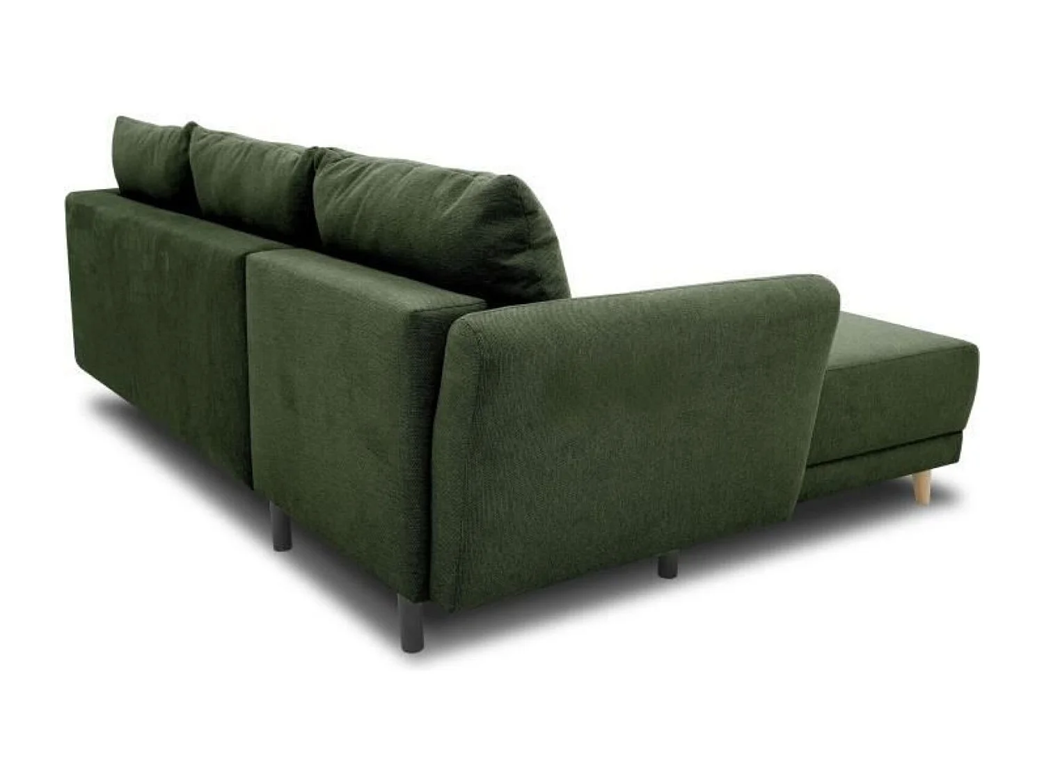 Canapé d'angle convertible réversible 3-4 places tissu Vert Olive à coffre de rangement - 244 x 158 x Hauteur 95 cm
