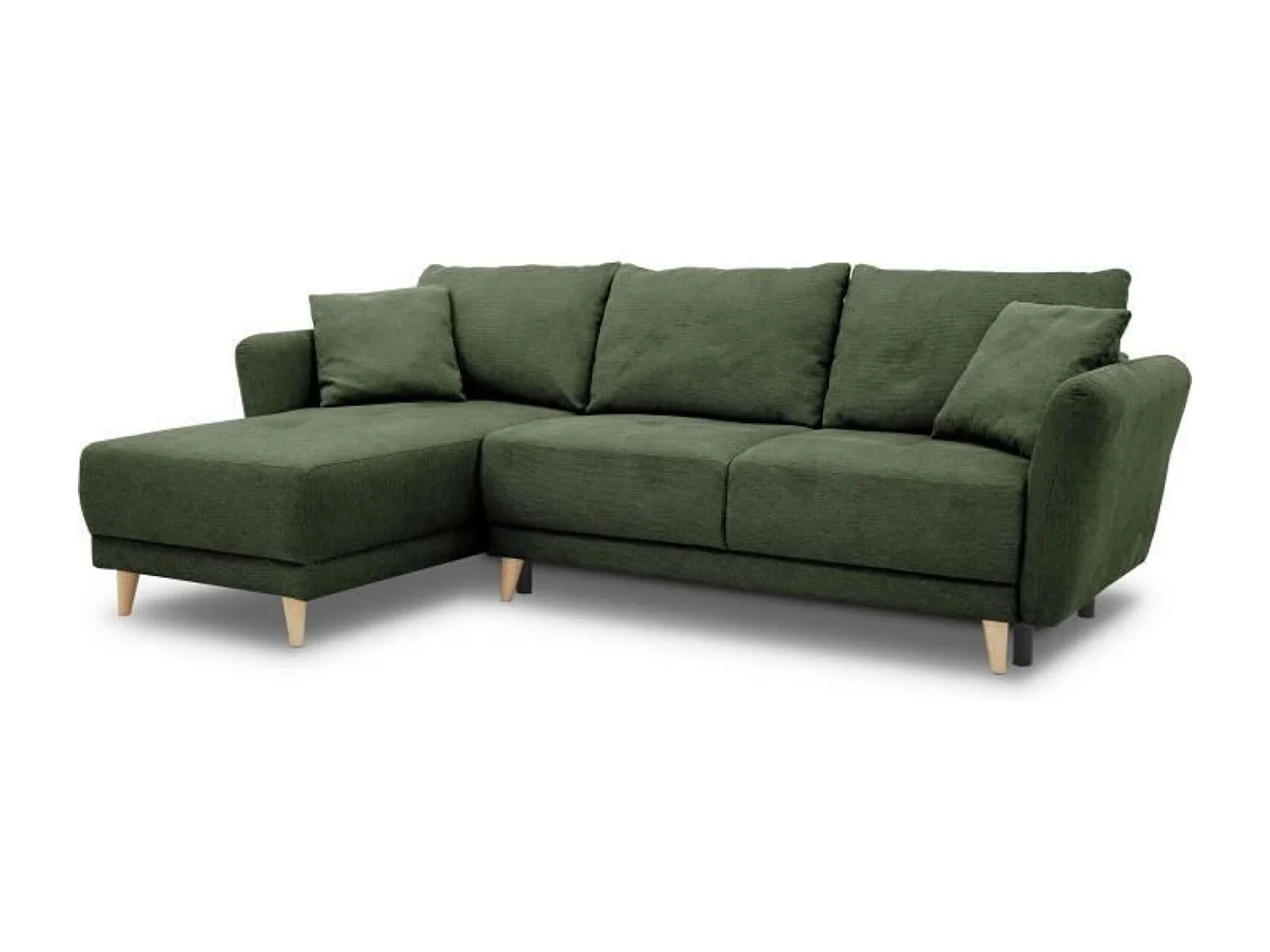 Canapé d'angle convertible réversible 3-4 places tissu Vert Olive à coffre de rangement - 244 x 158 x Hauteur 95 cm