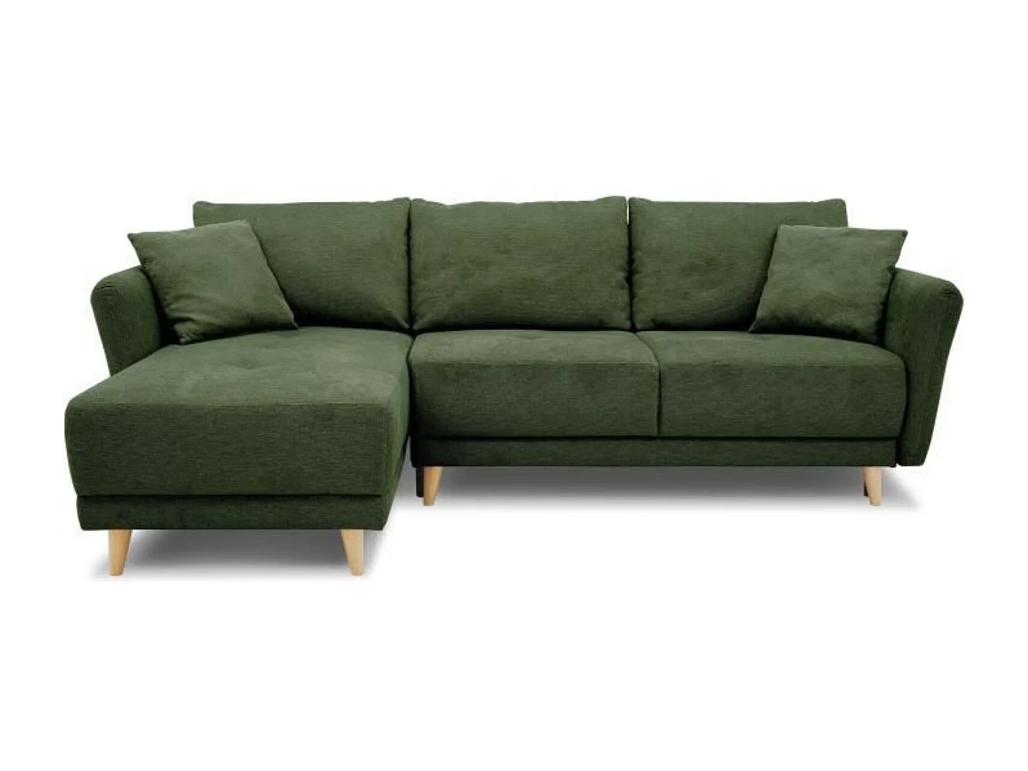 Canapé d'angle convertible réversible 3-4 places tissu Vert Olive à coffre de rangement - 244 x 158 x Hauteur 95 cm