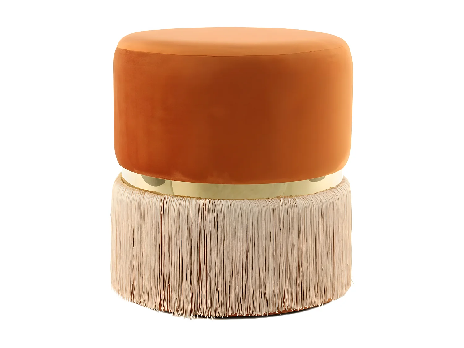 Pouf Rond Bicolore "Rebecca" 44cm Orange & Champagne