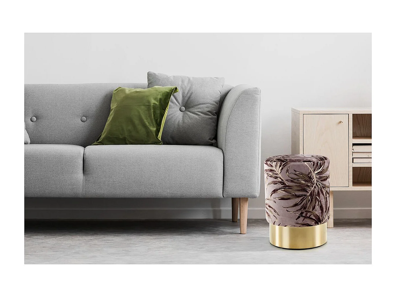 Pouf Déco Imprimé "Gipsy" 46cm Violet