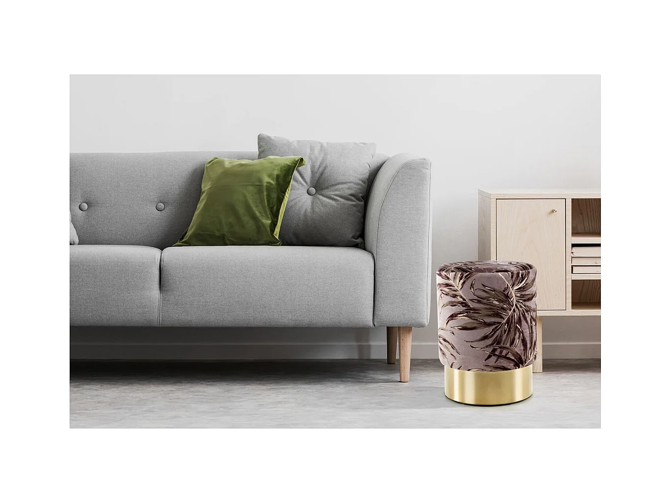 Pouf Déco Imprimé "Gipsy" 46cm Violet