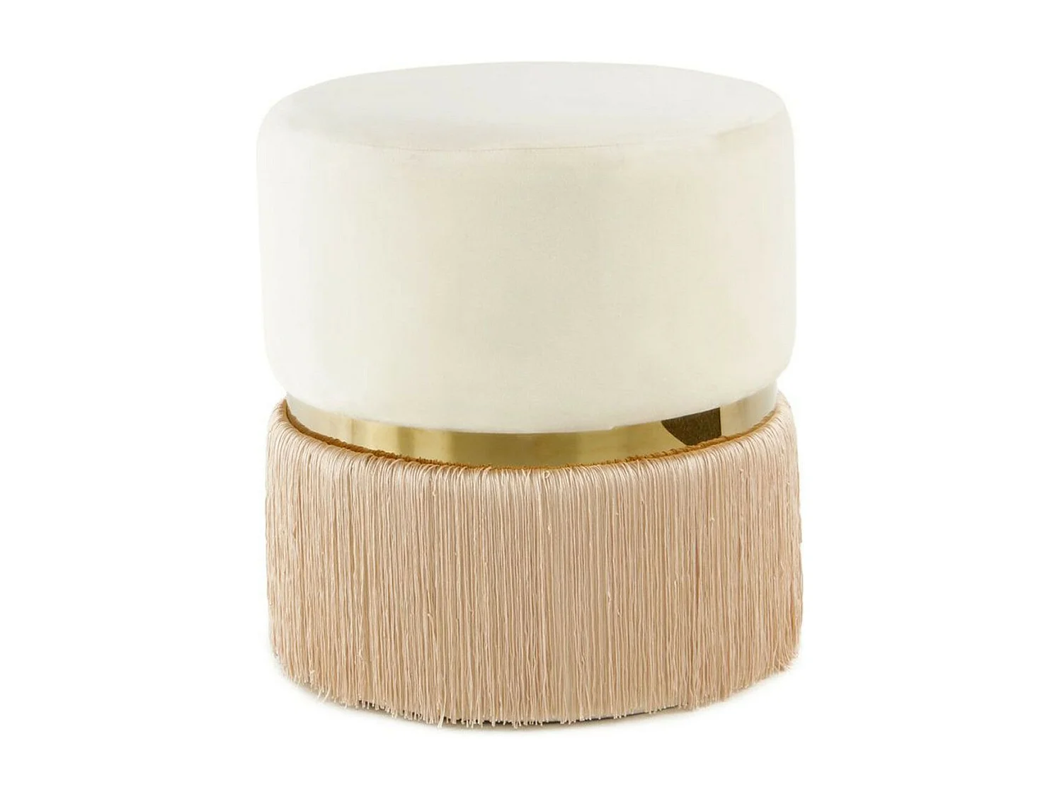 Pouf Rond Bicolore "Rebecca" 44cm Ivoire & Champagne