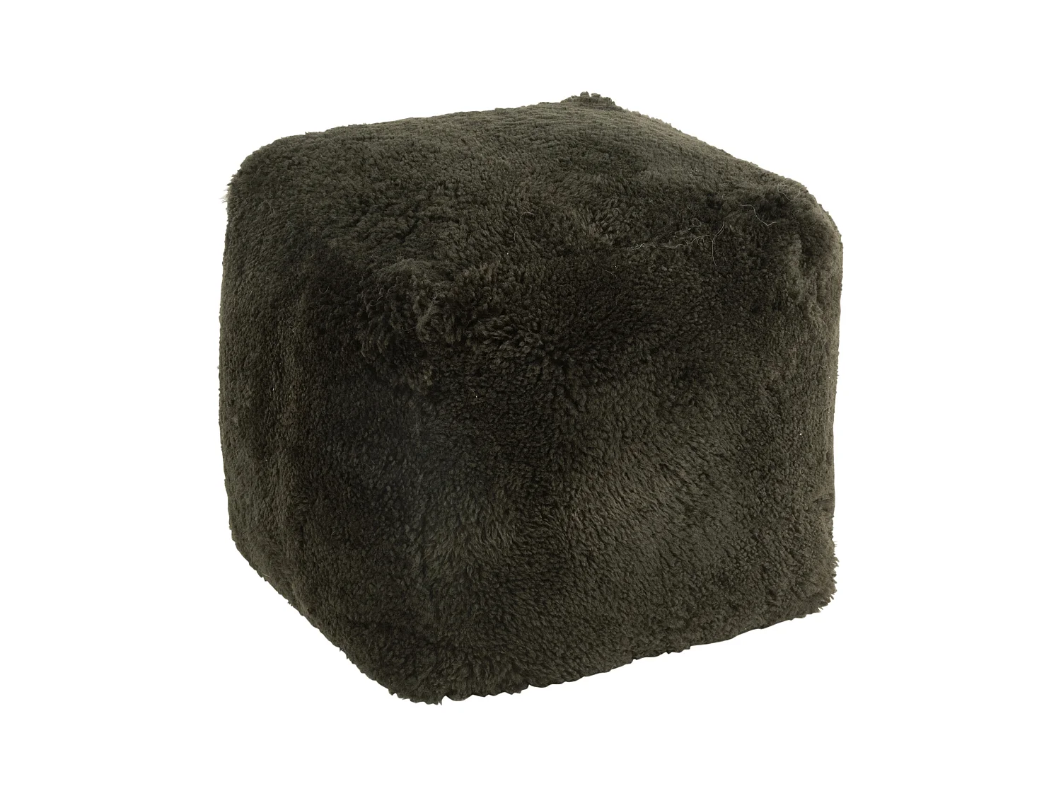 Pouf Carré Déco "Peau de Mouton" 45cm Vert