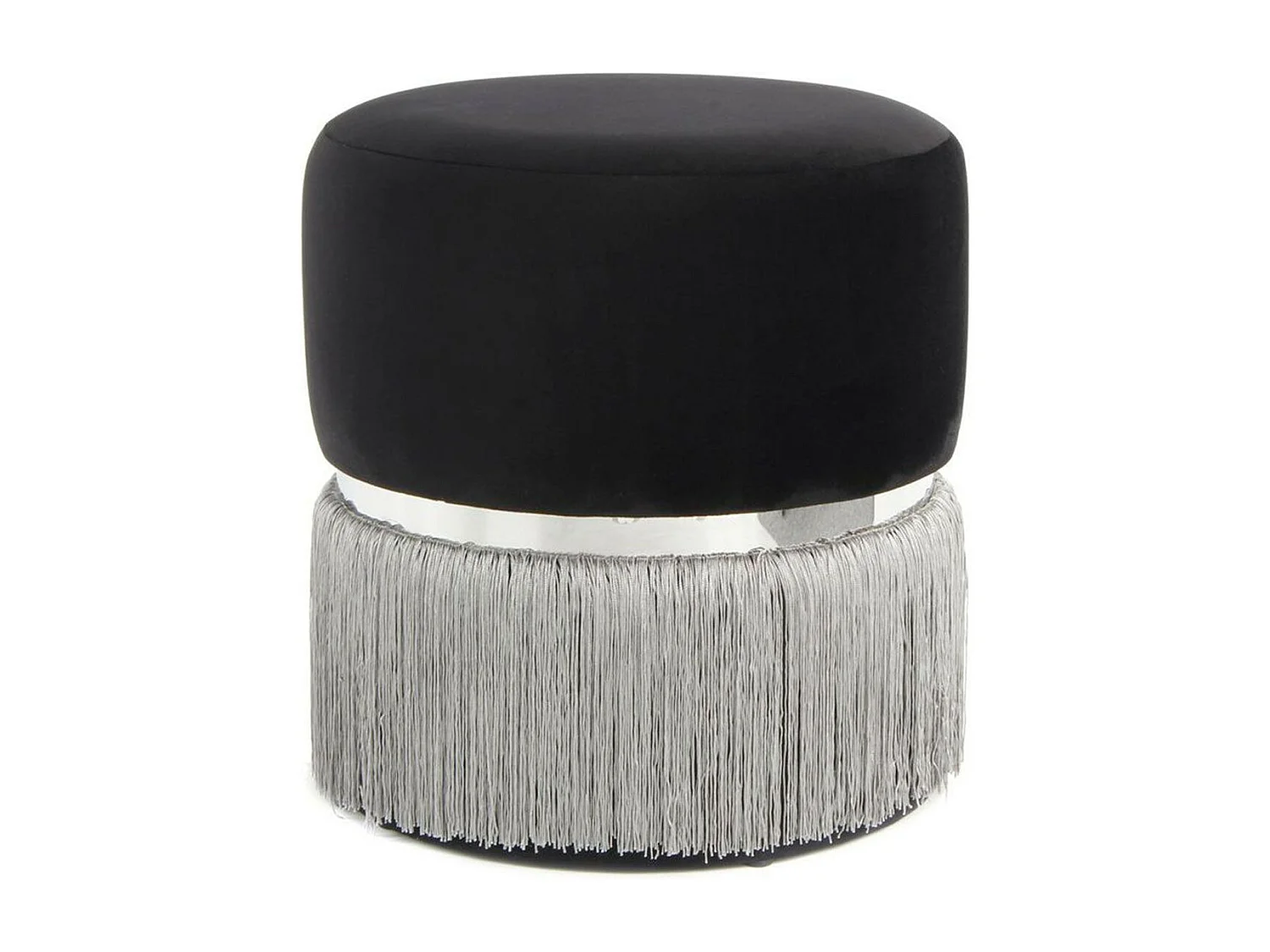 Pouf Rond Bicolore "Rebecca" 44cm Noir & Gris