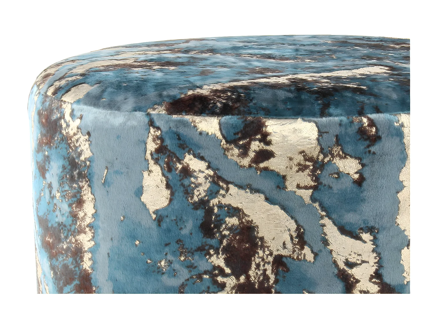 Pouf Design Marbré "Gipsy" 46cm Bleu Foncé