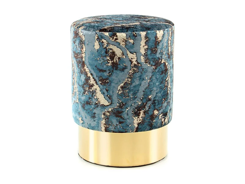 Pouf Design Marbré "Gipsy" 46cm Bleu Foncé