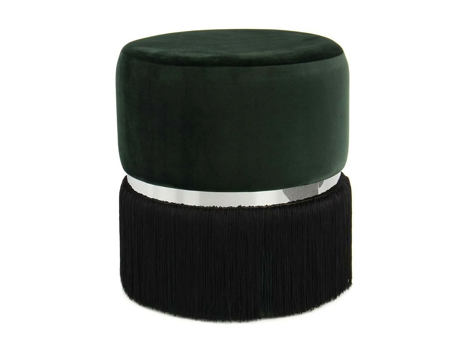 Pouf Rond Bicolore "Rebecca" 44cm Vert & Noir